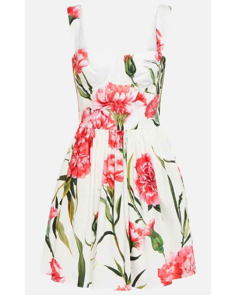 Dolce & Gabbana Bedrucktes Minikleid aus Baumwolle Multicolor