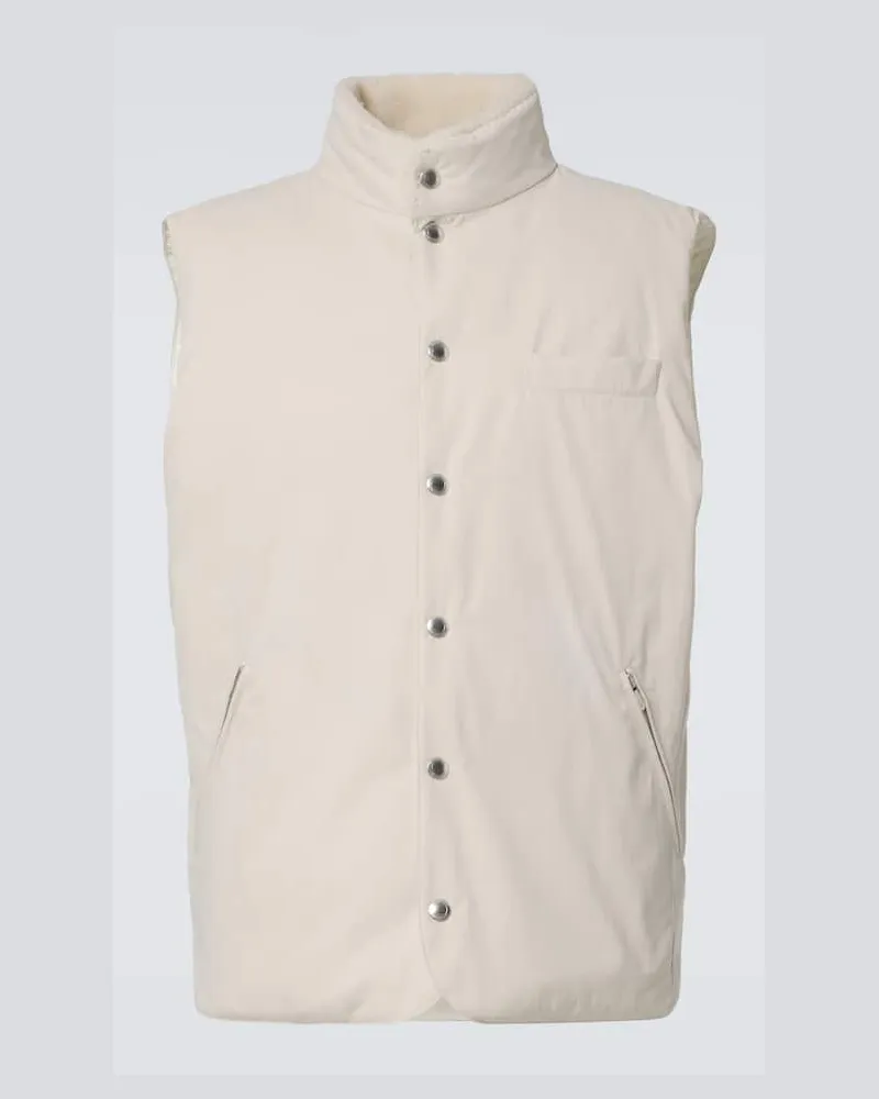 Brunello Cucinelli Daunenweste aus Gabardine Beige