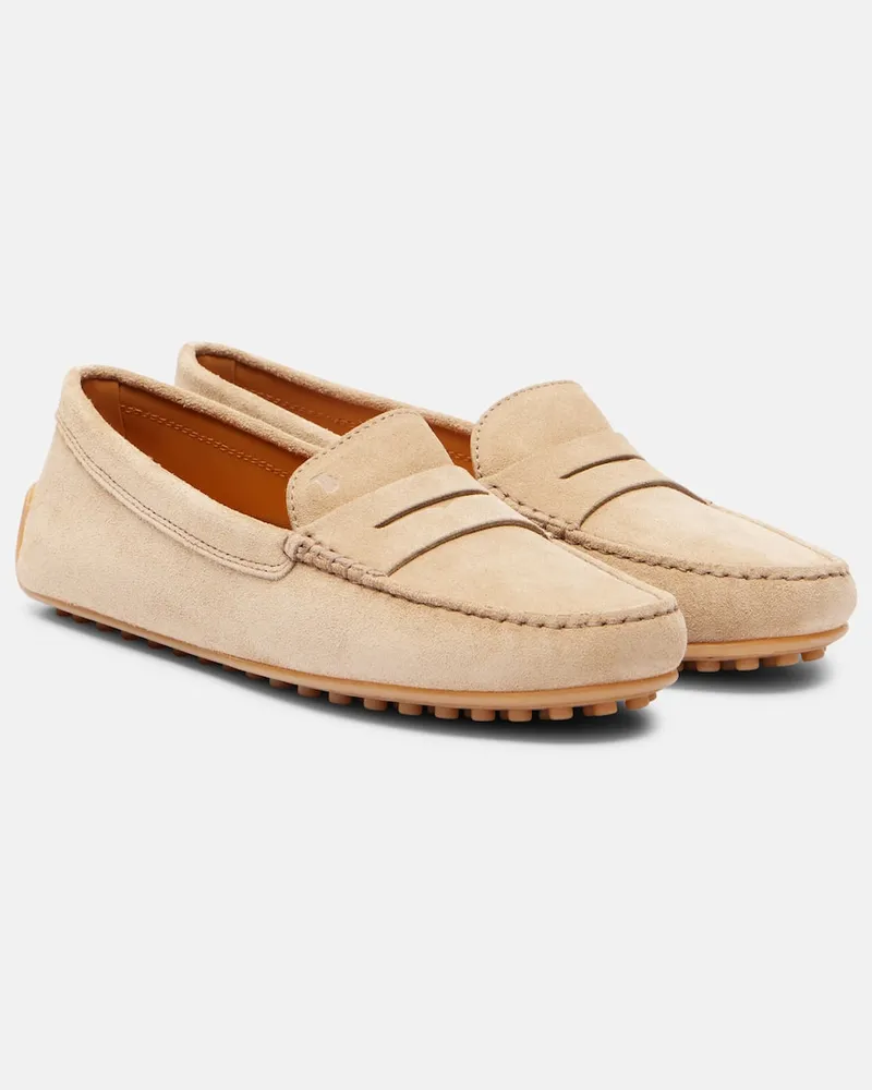 TOD'S Mokassins Gommino Bubble aus Veloursleder Beige