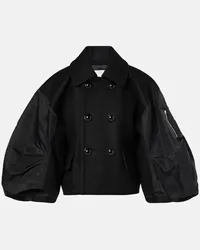 Sacai Jacke aus Woll-Twill Schwarz