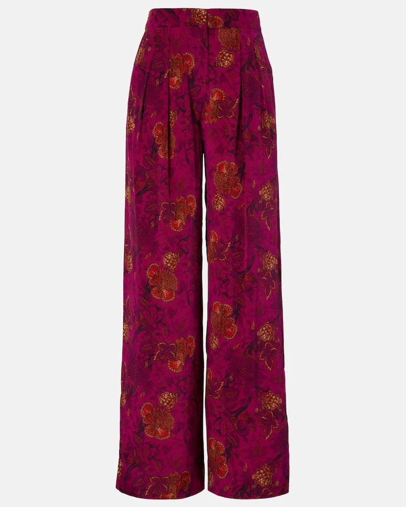 Ulla Johnson Weite Hose Aviva aus Crêpe de Chine aus Seide Multicolor
