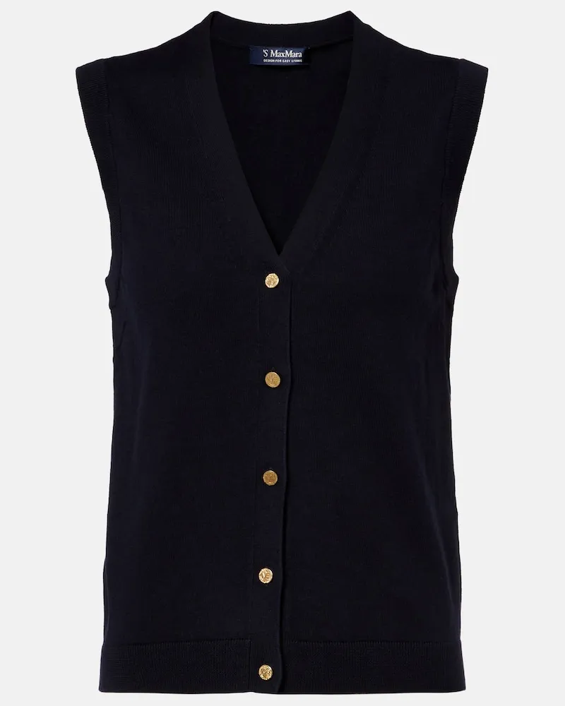 Max Mara Weste aus Baumwolle und Seide Blau