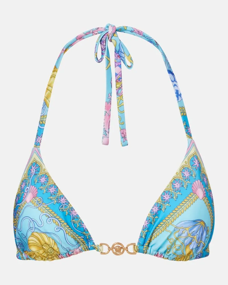 Versace Bedrucktes Bikini-Oberteil Medusa Blau