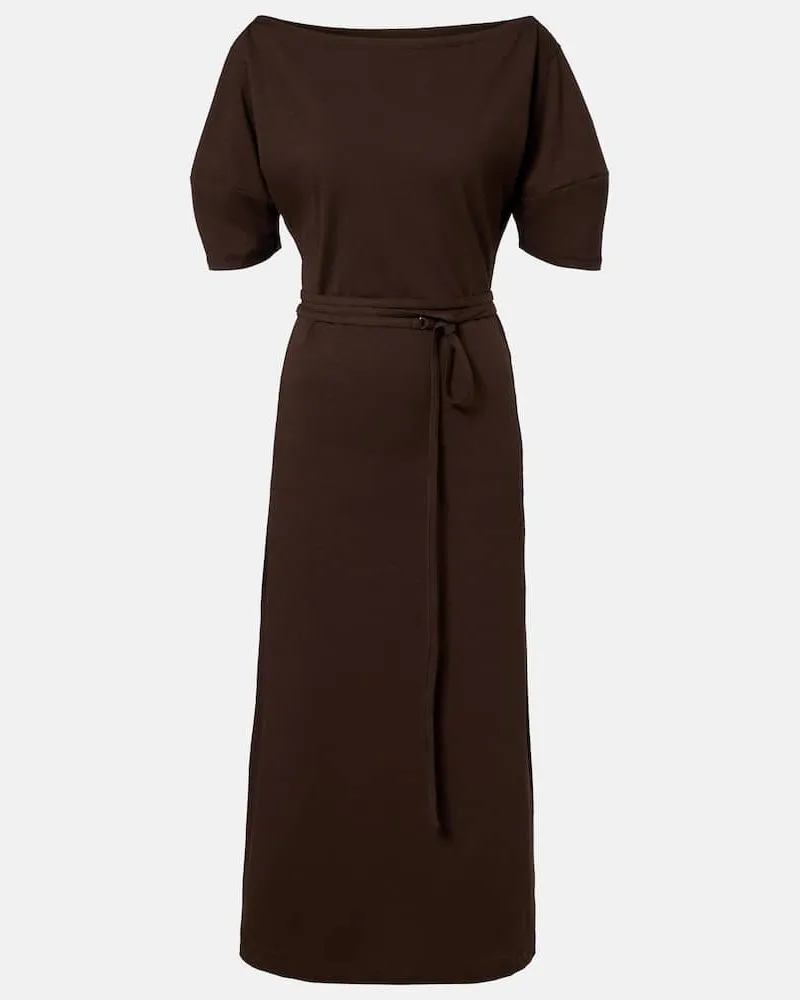 Christophe Lemaire Midikleid aus Baumwolle und Leinen Braun
