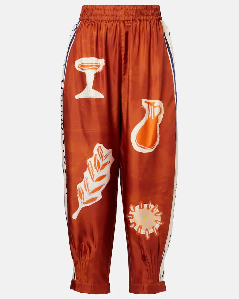 ALEMAIS Alémais X LRNCE Hose Soleil D'Amour aus Seide Orange