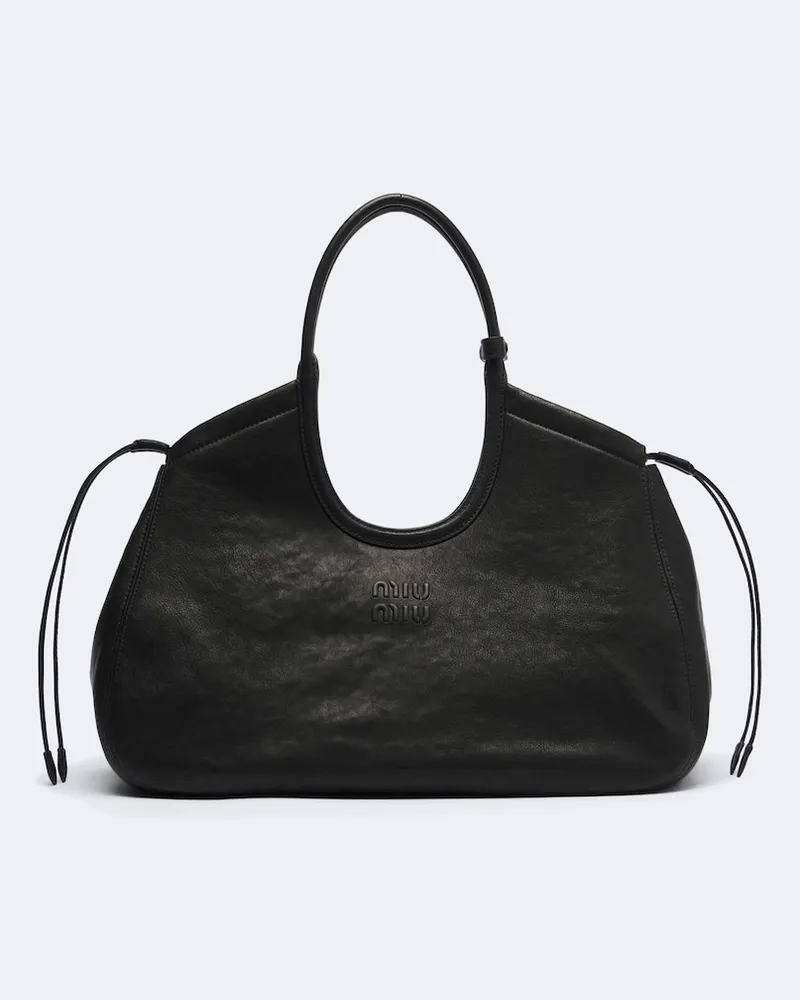 Miu Miu Schultertasche Ivy aus Leder Schwarz