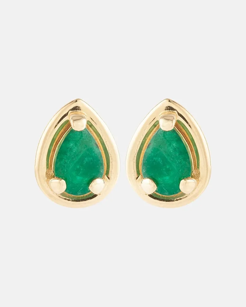 Stone & Strand Ohrringe Birthstone Bonbon aus 14kt Gelbgold mit Smaragden Grün