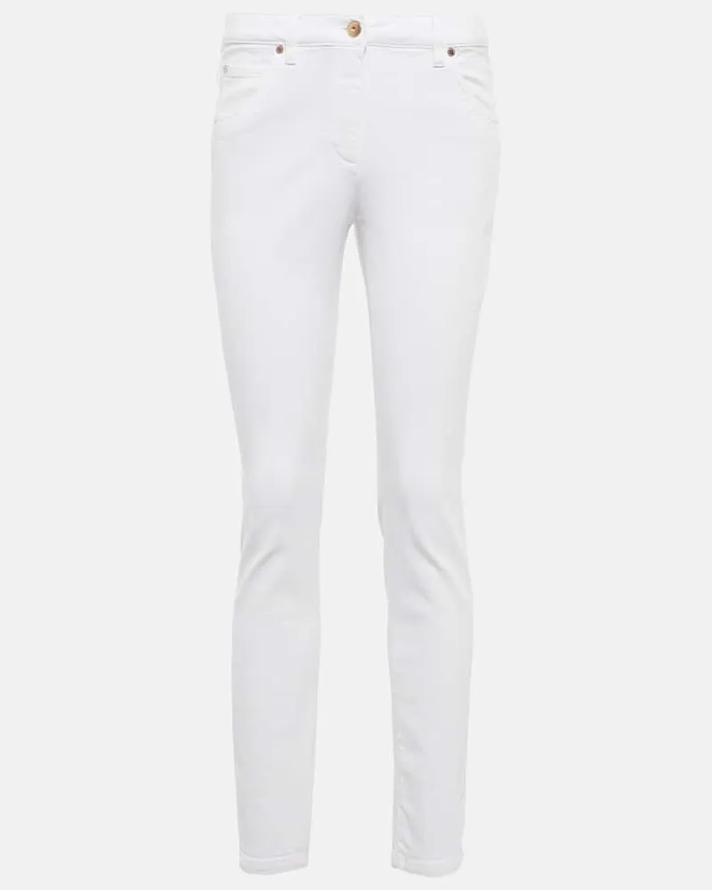 Brunello Cucinelli Mid-Rise Slim Jeans Weiß