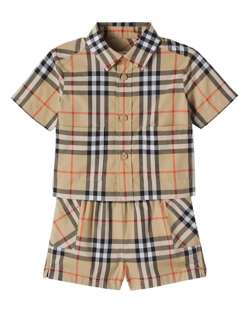 Burberry Baby Set aus Hemd und Shorts aus Baumwolle Multicolor