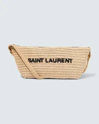 Saint Laurent Messenger Bag aus Raffiabast Nude