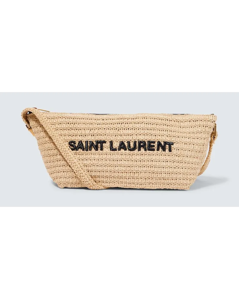 Saint Laurent Messenger Bag aus Raffiabast Nude