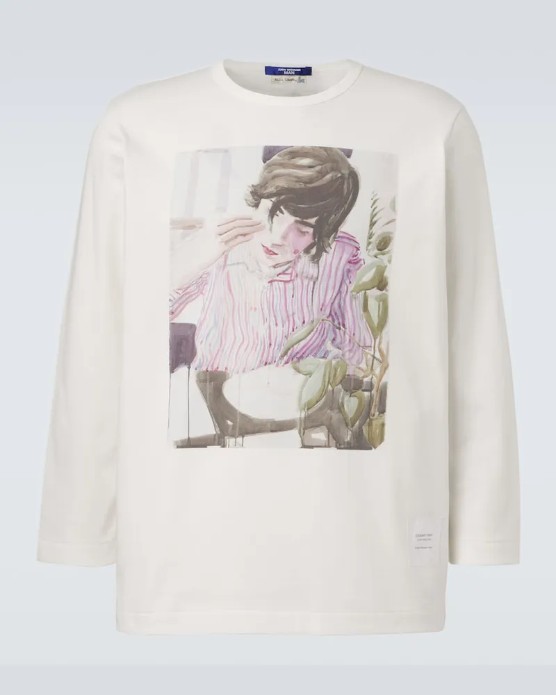 Junya Watanabe X Merz B. Schwanen T-Shirt aus Baumwoll-Jersey Weiß