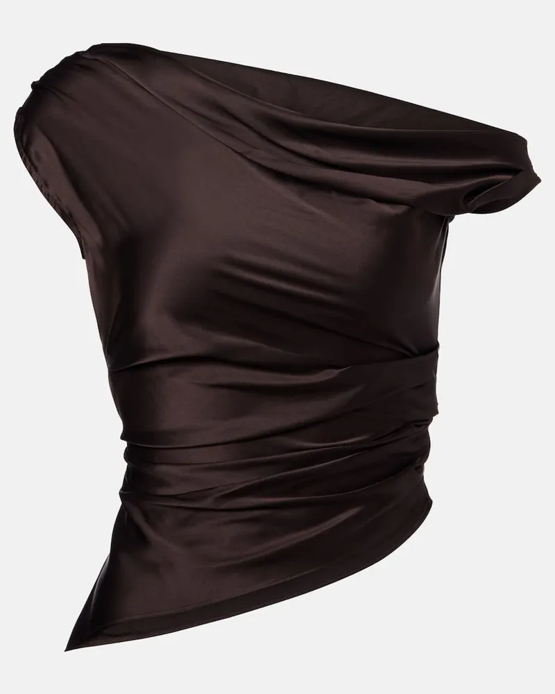 STAUD One-Shoulder-Top Phare aus Satin Braun