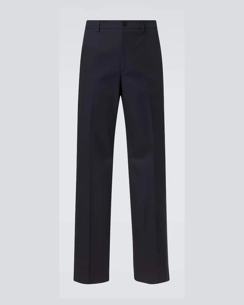 Gucci Gerade Hose aus Baumwoll-Twill Schwarz