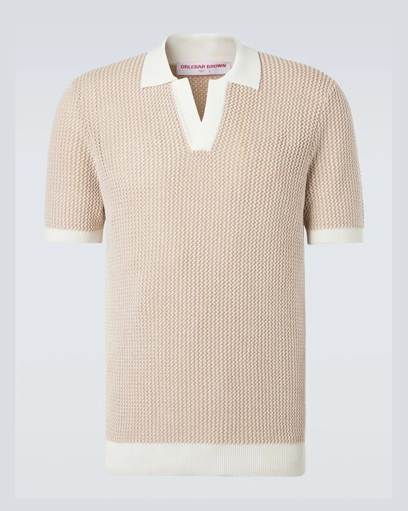 Orlebar Brown Polopullover Horton aus Häkelstrick Beige