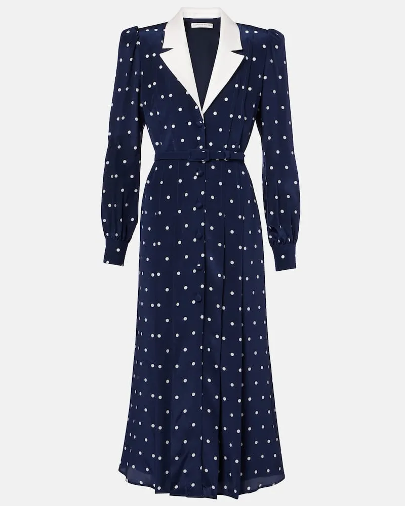 Alessandra Rich Hemdblusenkleid aus Seidensatin Blau