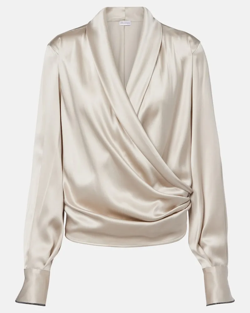 Brunello Cucinelli Bluse aus einem Seidengemisch Grau