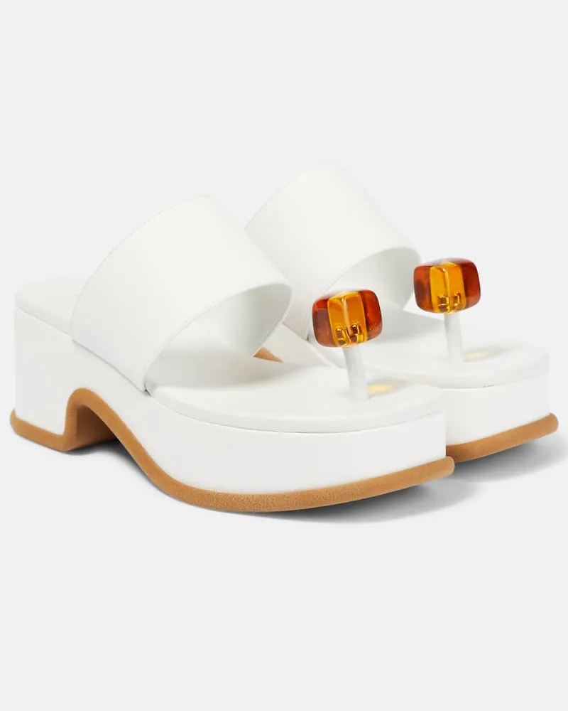 Dries van Noten Plateausandalen aus Leder Weiß
