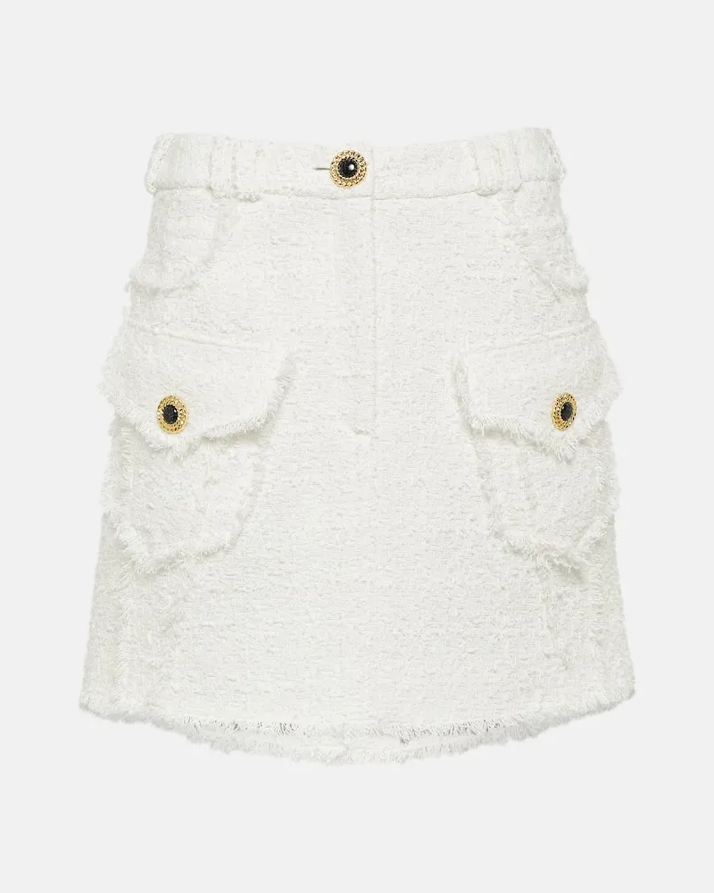 Balmain Minirock aus Tweed Weiß