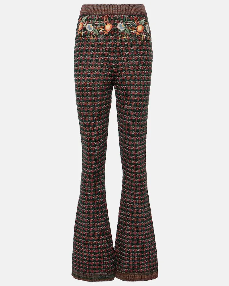Etro Bestickte High-Rise-Schlaghose Braun