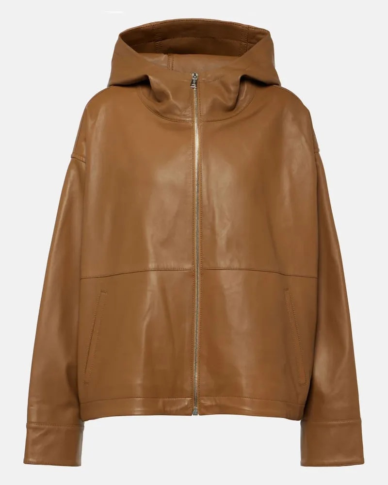 Yves Salomon Lederjacke Braun