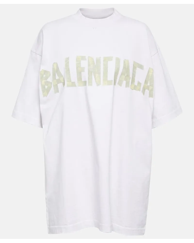 Balenciaga T-Shirt Tape Type aus Baumwoll-Jersey Weiss