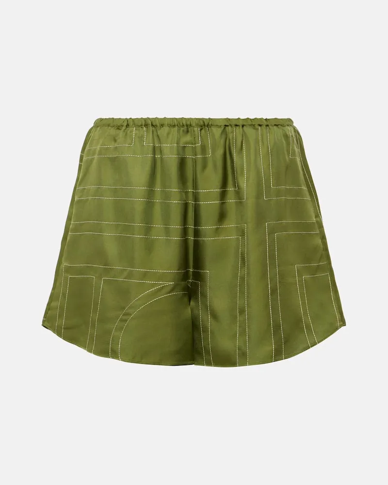 Totême Shorts Monogram aus Seide Grün