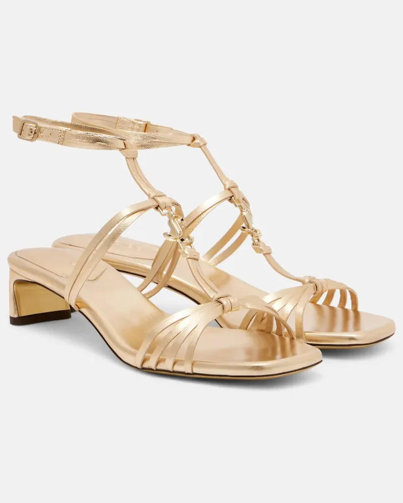 Jimmy Choo Sandalen Frann 35 aus Metallic-Leder Gold