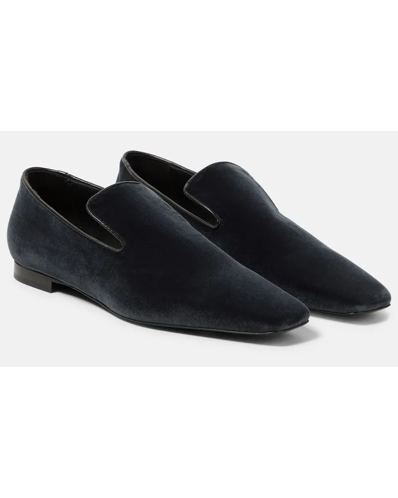 Totême Loafers The Venetian aus Veloursleder Grau