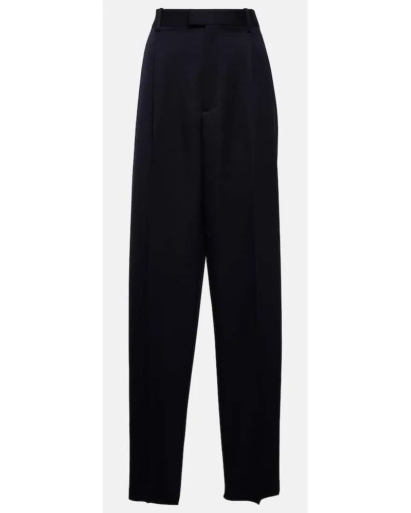 Bottega Veneta Gerade High-Rise-Hose aus Twill Blau