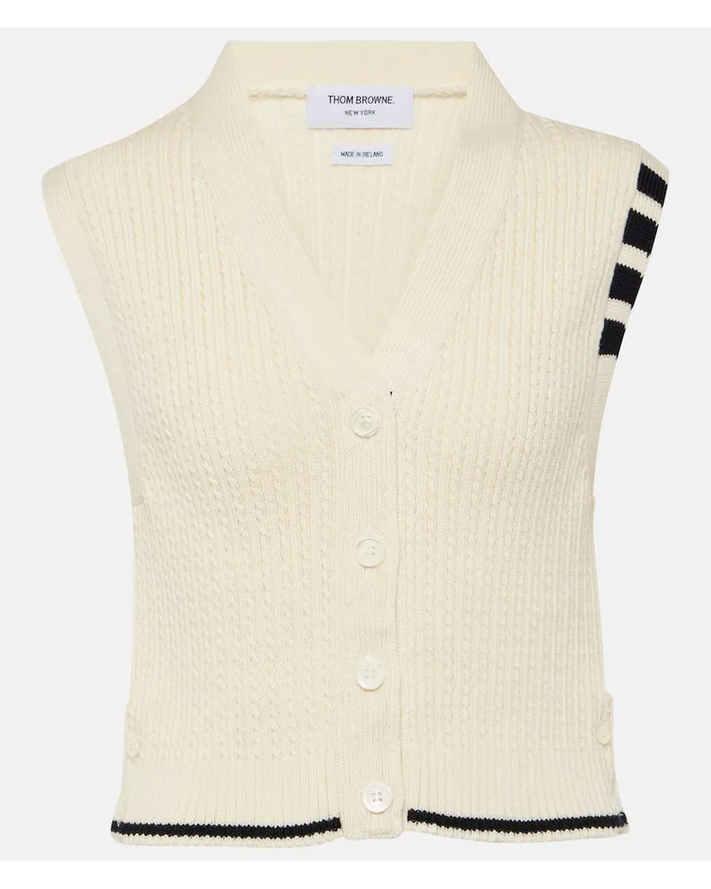 Thom Browne Cropped-Cardigan aus Wolle Weiss