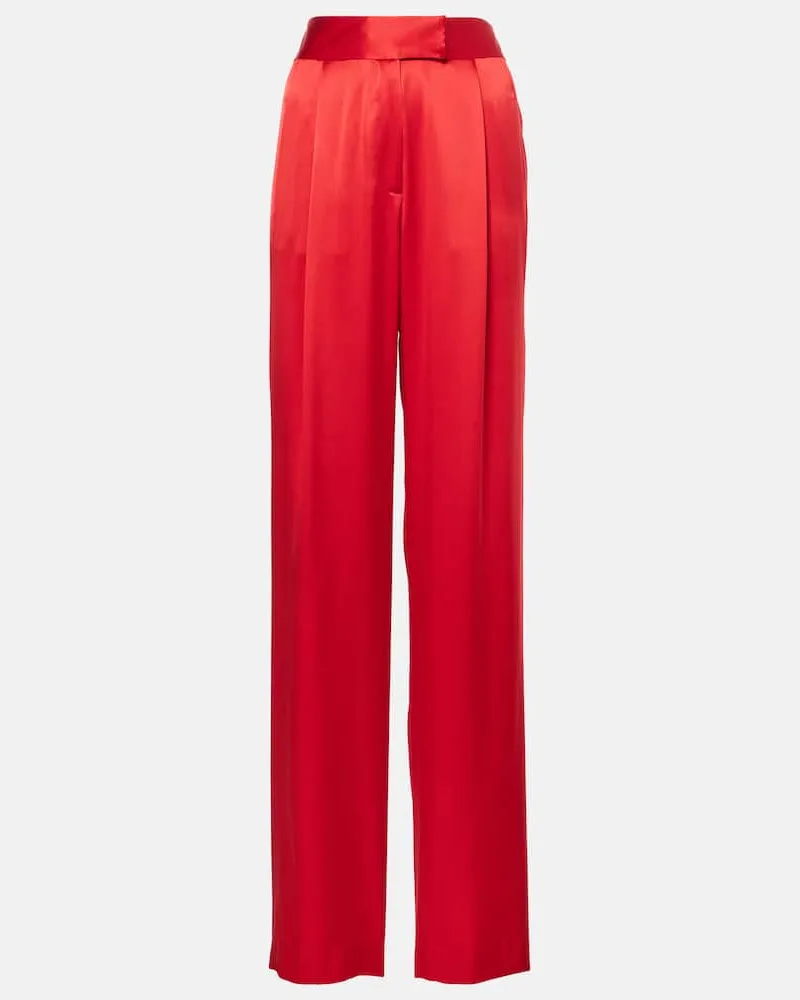 The Sei Weite High-Rise-Hose aus Seidensatin Rot