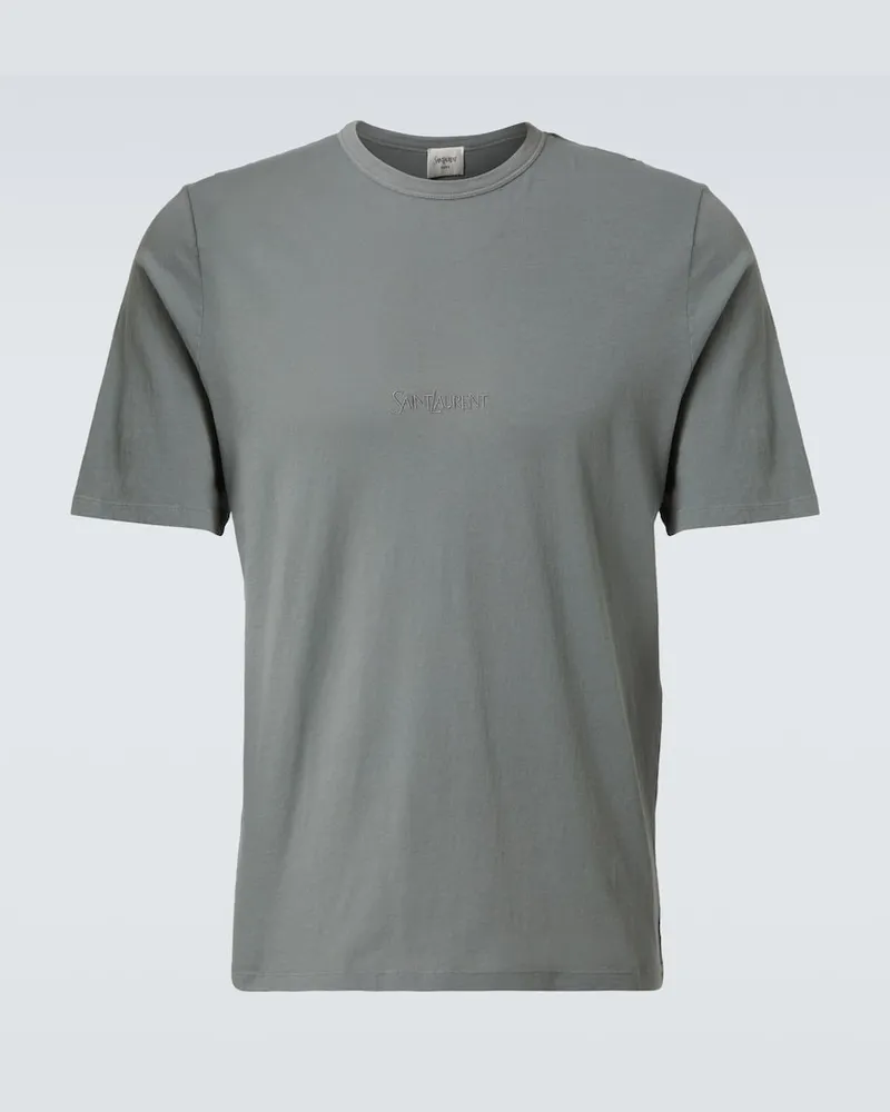 Saint Laurent T-Shirt aus Baumwoll-Jersey Grau