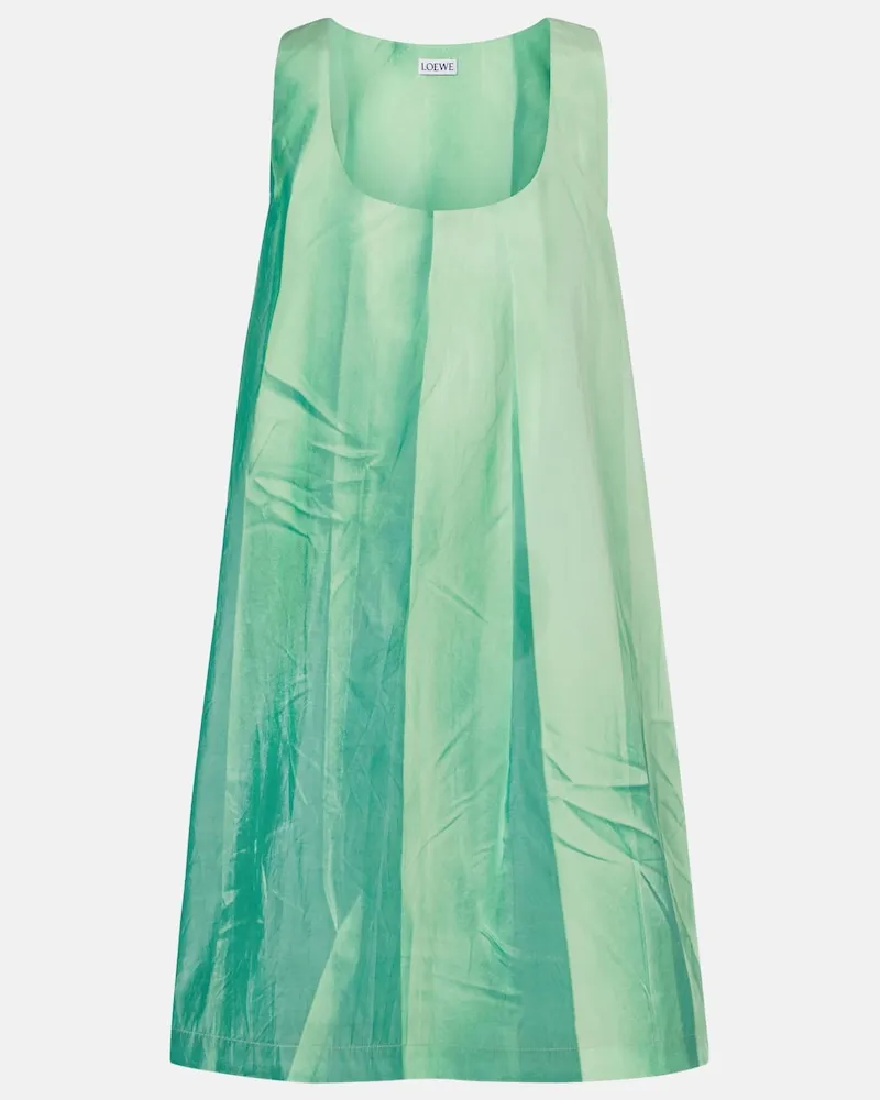 Loewe Bedrucktes Minikleid aus Leder Grün