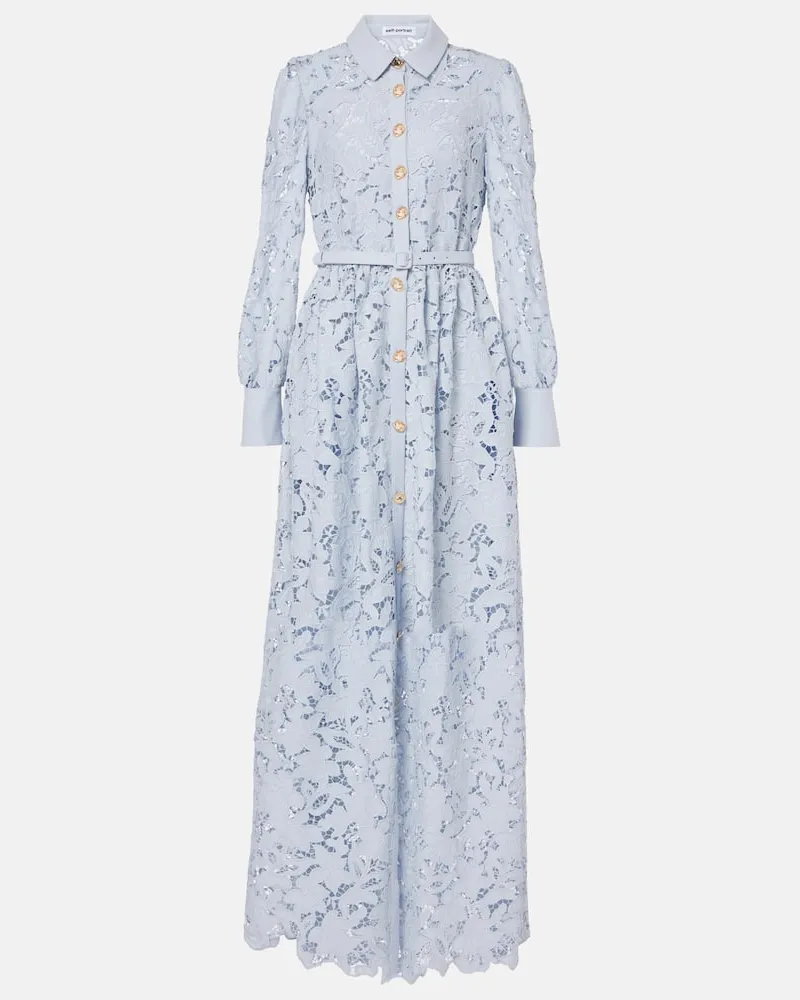Self-Portrait Maxikleid mit Spitze Blau