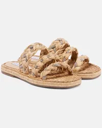 Aquazzura Verzierte Sandalen Costiera aus Raffiabast Braun