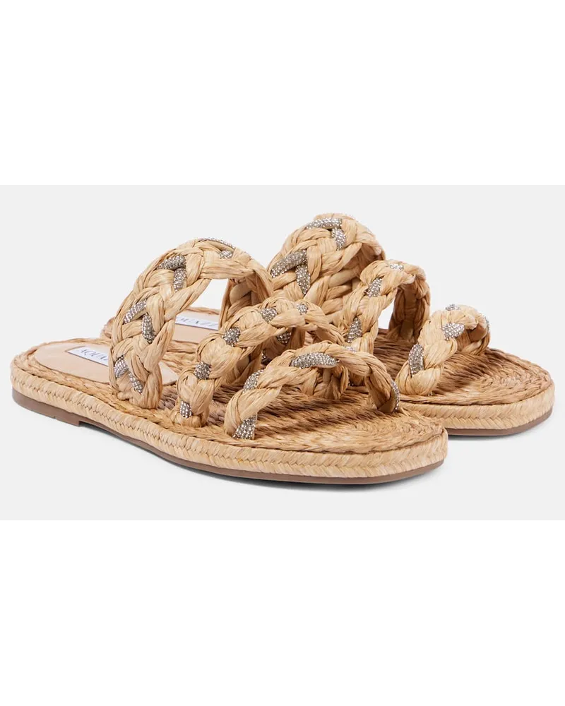 Aquazzura Verzierte Sandalen Costiera aus Raffiabast Braun