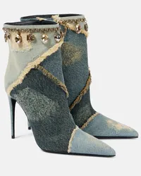 Dolce & Gabbana Verzierte Ankle Boots aus Denim Blau