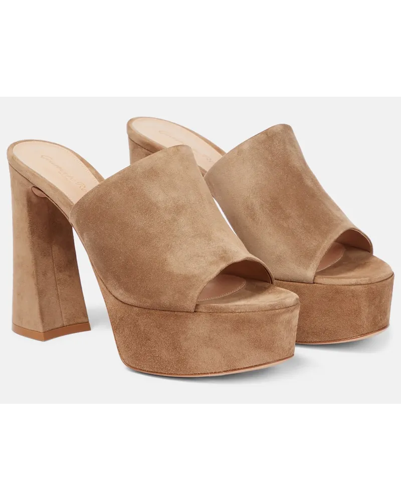 Gianvito Rossi Pantoletten Holly aus Veloursleder Braun