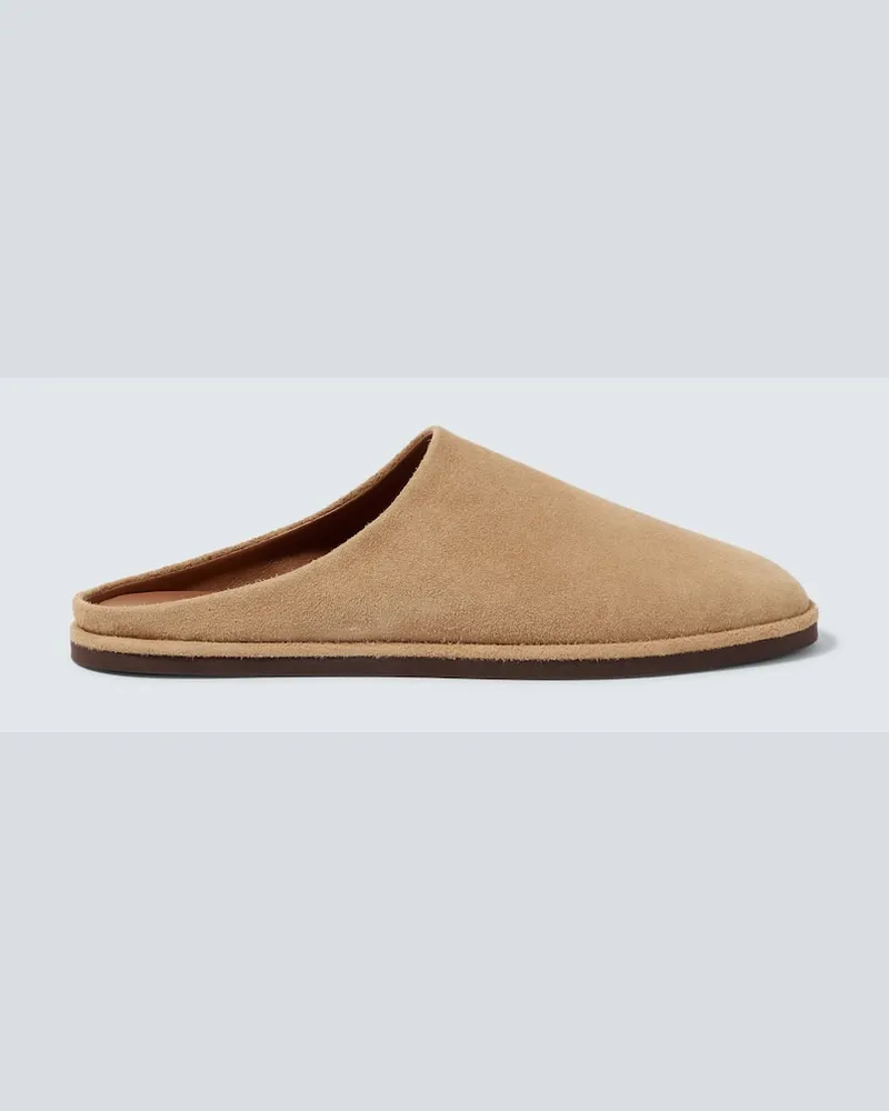 AURALEE Slippers aus Veloursleder Beige