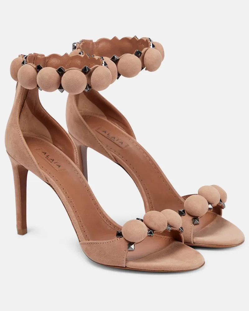 Alaïa Alaïa Sandalen La Bombe 90 aus Veloursleder Rosa