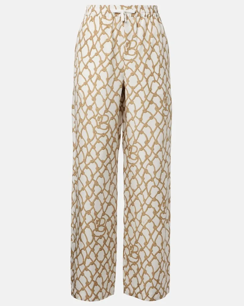 Burberry Bedruckte High-Rise-Hose aus Seide Multicolor