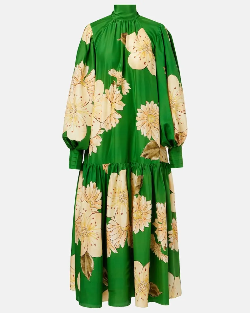 ALEMAIS Alémais Midikleid Sage aus Seide Grün