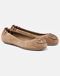 Tory Burch Ballerinas Minnie aus Veloursleder Braun