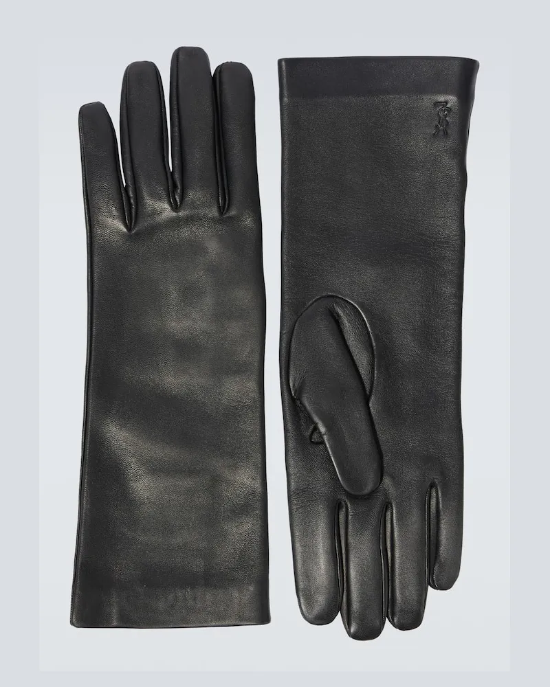 Saint Laurent Handschuhe Cassandre aus Leder Schwarz