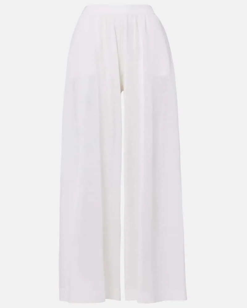 Alaïa Alaïa Hose aus Leinen und Seide Weiß