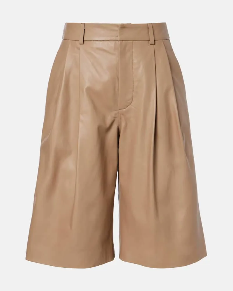 Yves Salomon Bermuda-Shorts aus Leder Beige