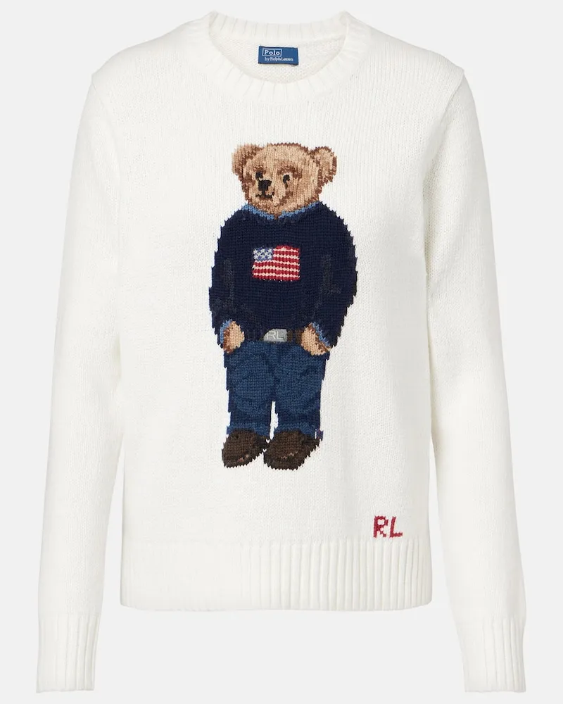 Ralph Lauren Pullover Polo Bear aus Leinen und Baumwolle Blau