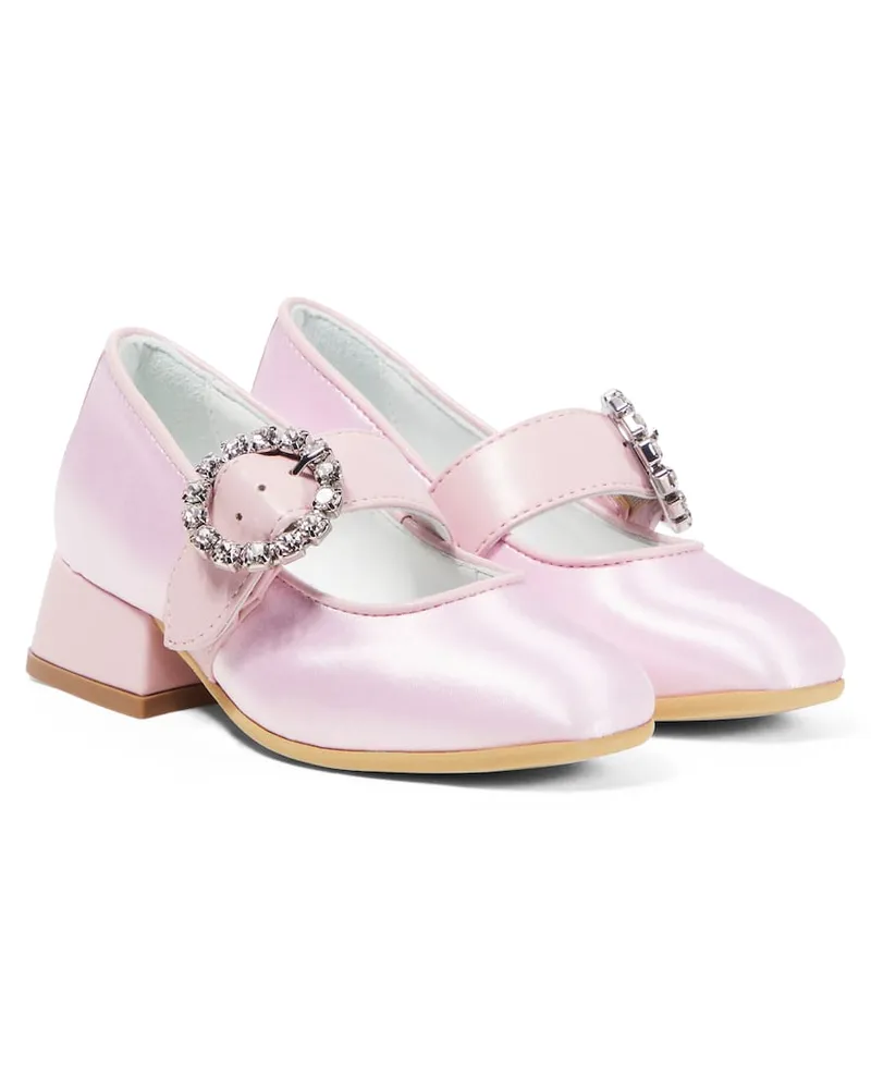 Monnalisa Ballerinas Dorothy aus Satin mit Kristallen Rosa