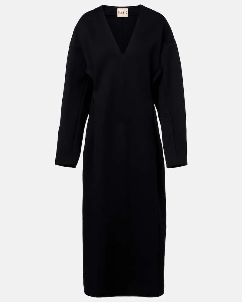 PLAN C Midikleid aus einem Baumwollgemisch Schwarz